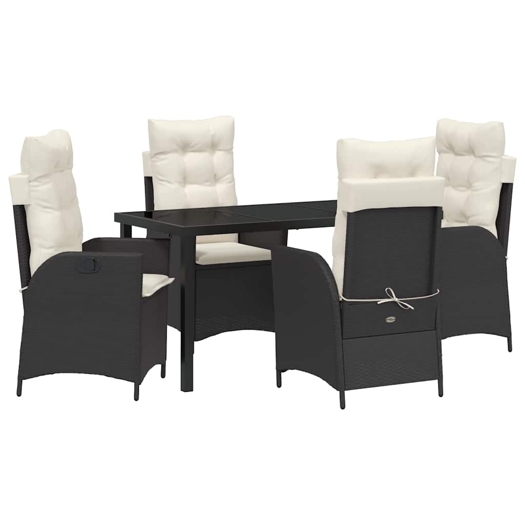 Set da Pranzo per Giardino 5 pcs Nero polyrattan - homemem39