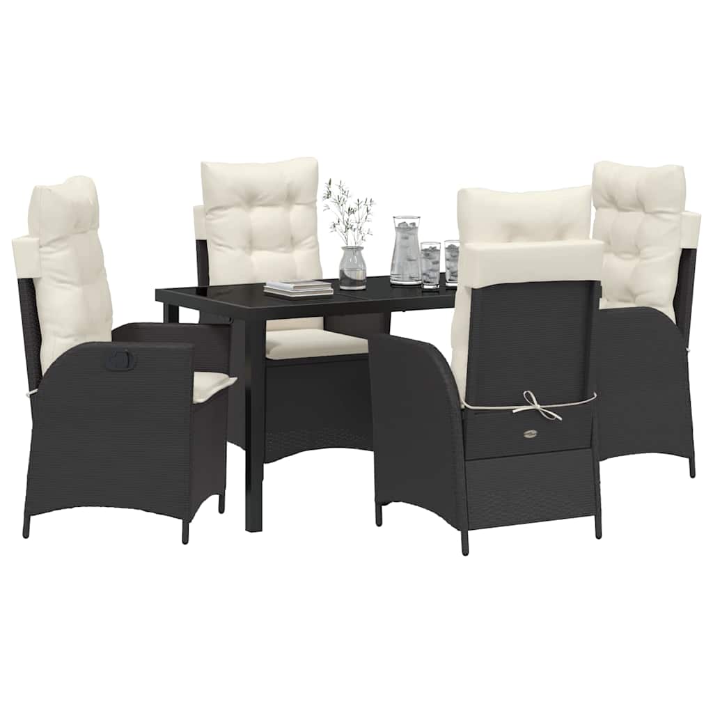 Set da Pranzo per Giardino 5 pcs Nero polyrattan - homemem39