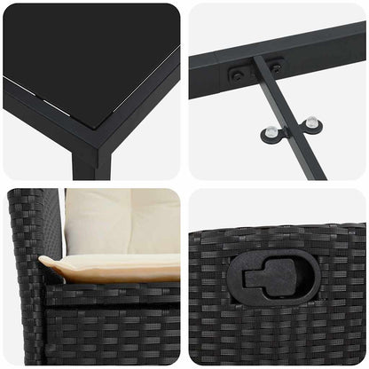 Set da Pranzo per Giardino 5 pcs Nero polyrattan - homemem39