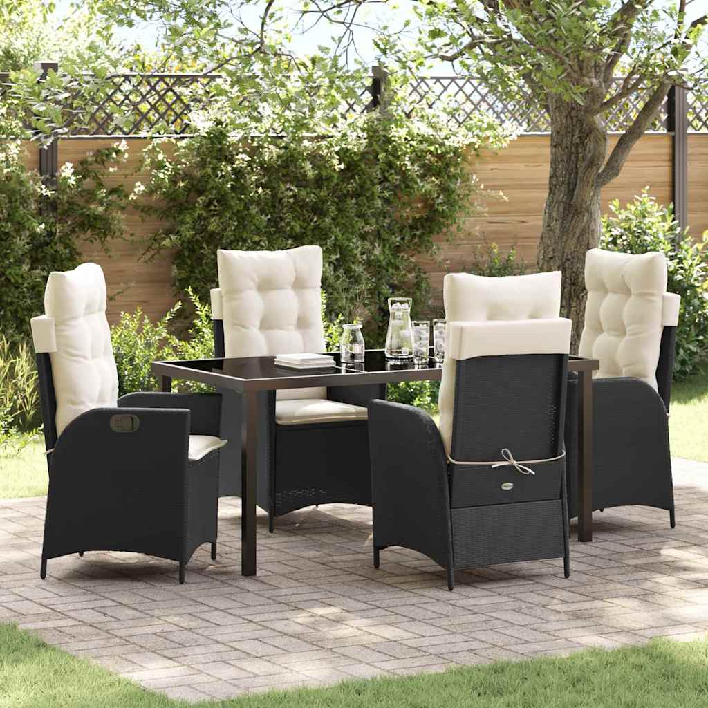Set da Pranzo per Giardino 5 pcs Nero polyrattan - homemem39