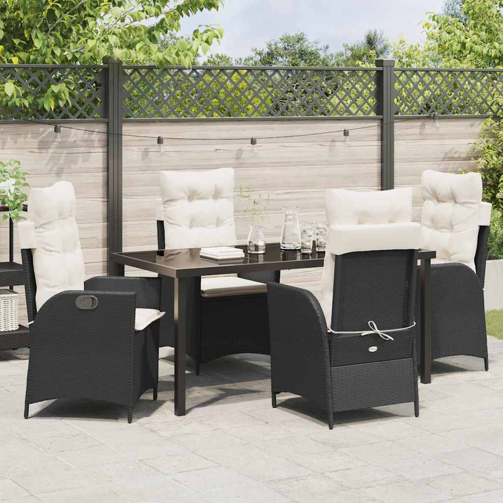 Set da Pranzo per Giardino 5 pcs Nero polyrattan - homemem39