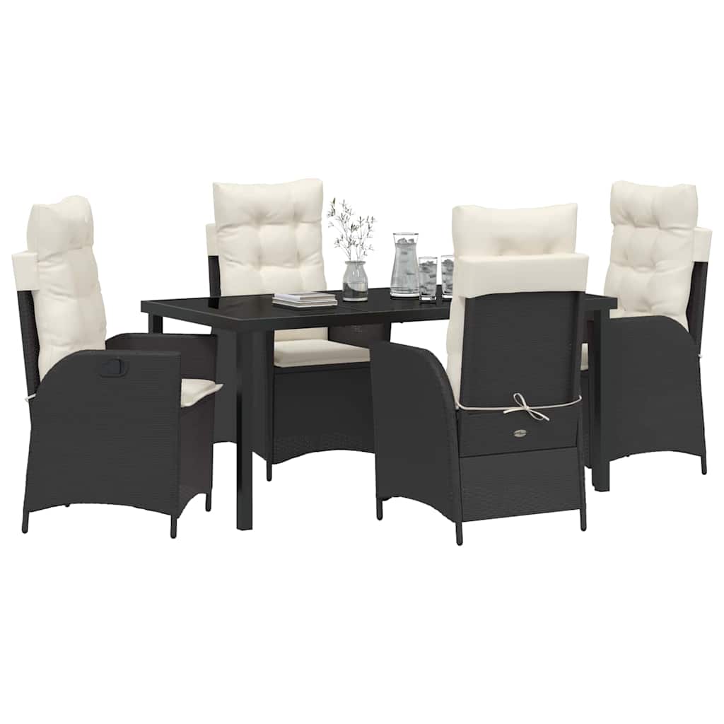 Set da Pranzo per Giardino 5 pcs Nero polyrattan - homemem39