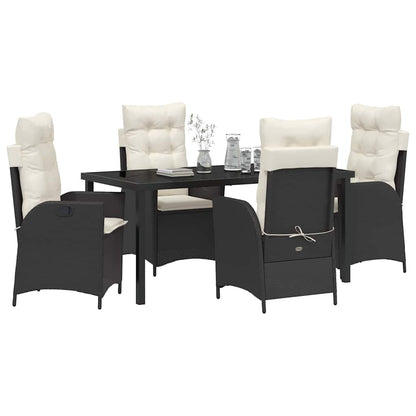 Set da Pranzo per Giardino 5 pcs Nero polyrattan - homemem39