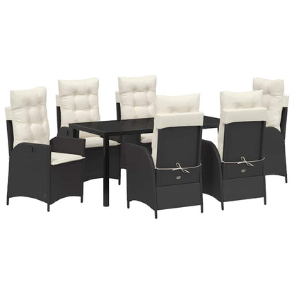 Set da Pranzo per Giardino 7 pcs Nero polyrattan - homemem39