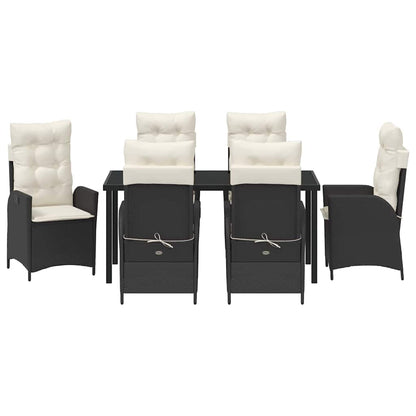 Set da Pranzo per Giardino 7 pcs Nero polyrattan - homemem39