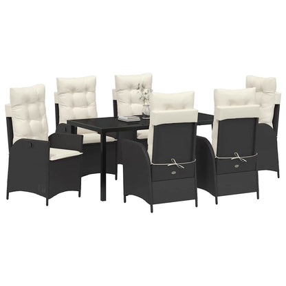 Set da Pranzo per Giardino 7 pcs Nero polyrattan - homemem39