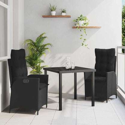 Set da Pranzo per Giardino 3 pcs Nero polyrattan - homemem39