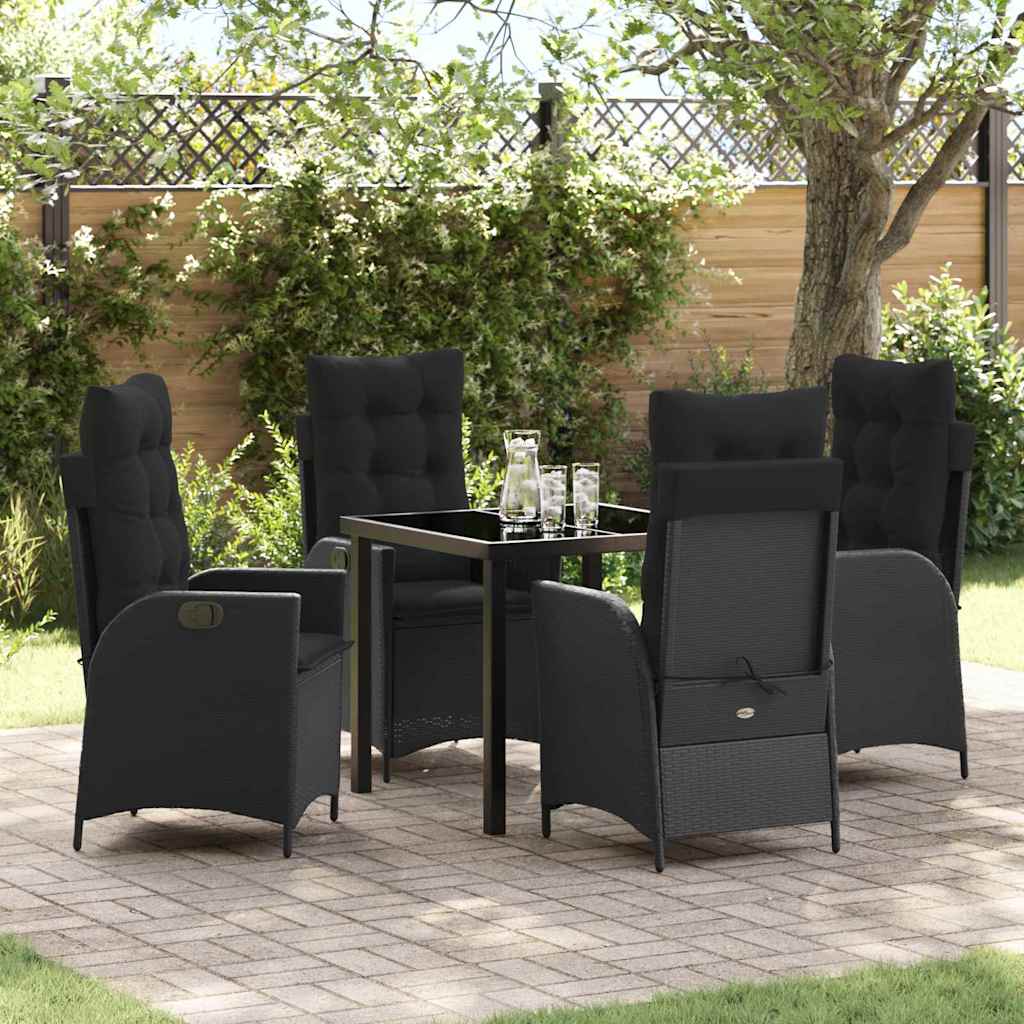 Set da Pranzo per Giardino 5 pcs Nero polyrattan - homemem39