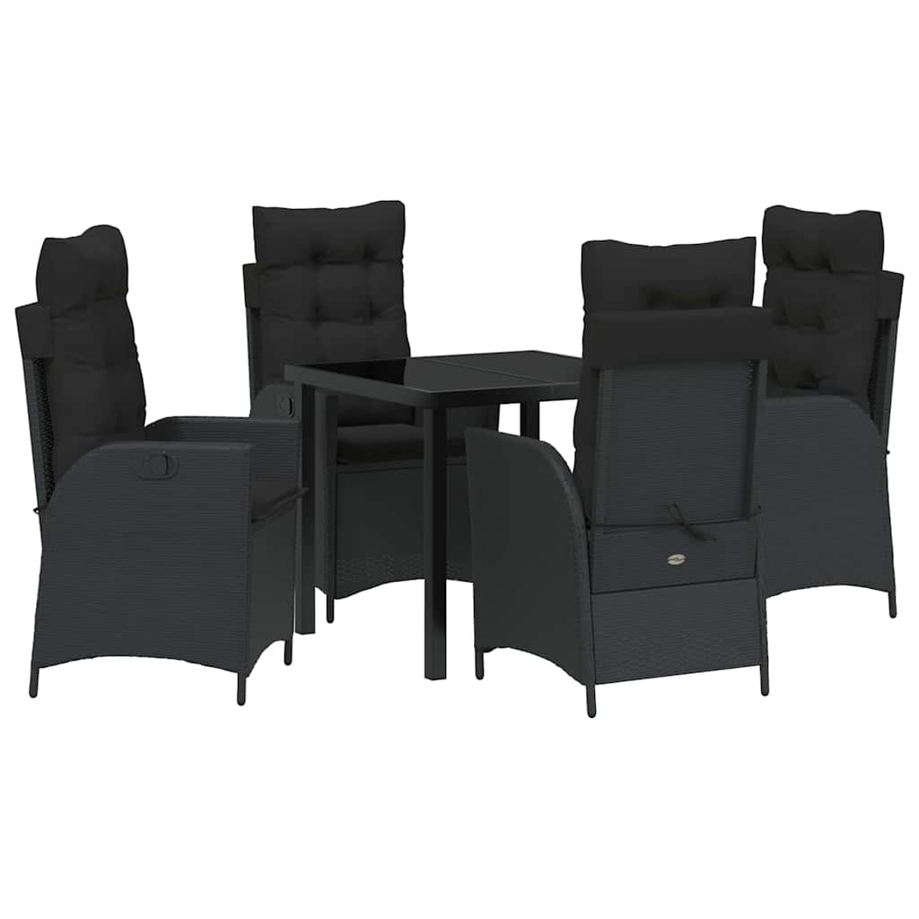 Set da Pranzo per Giardino 5 pcs Nero polyrattan - homemem39