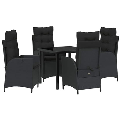 Set da Pranzo per Giardino 5 pcs Nero polyrattan - homemem39