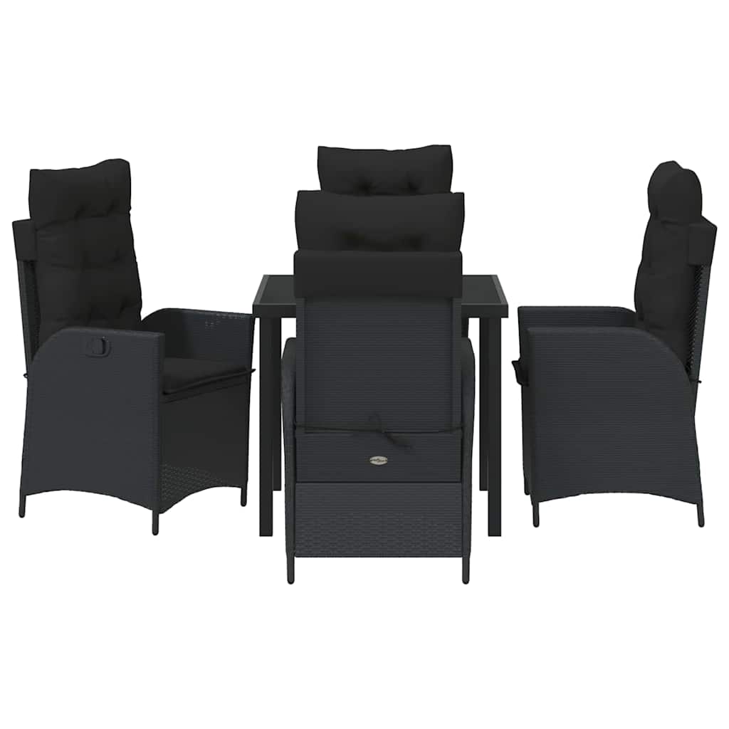Set da Pranzo per Giardino 5 pcs Nero polyrattan - homemem39