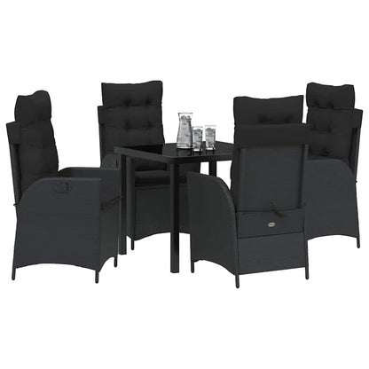 Set da Pranzo per Giardino 5 pcs Nero polyrattan - homemem39