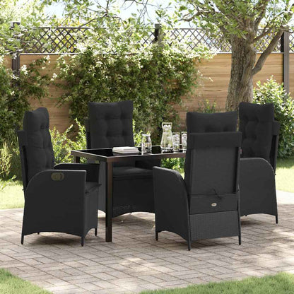 Set da Pranzo per Giardino 5 pcs Nero polyrattan - homemem39