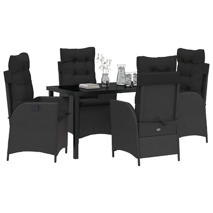 Set da Pranzo per Giardino 5 pcs Nero polyrattan - homemem39