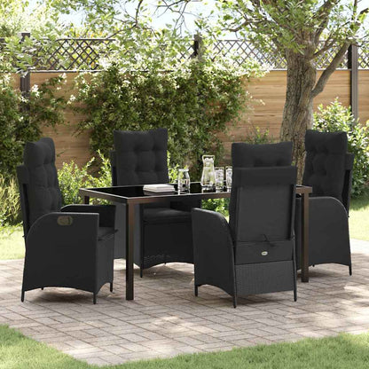 Set da Pranzo per Giardino 5 pcs Nero polyrattan - homemem39