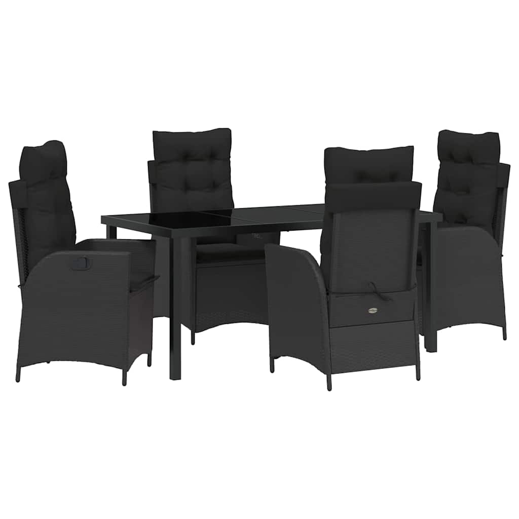 Set da Pranzo per Giardino 5 pcs Nero polyrattan - homemem39