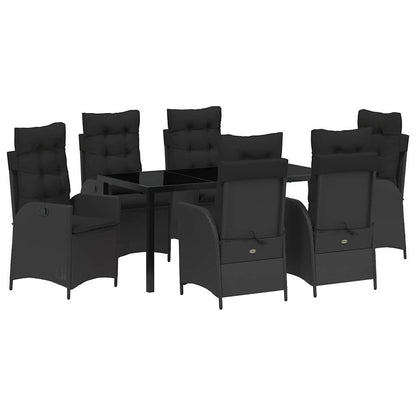 Set da Pranzo per Giardino 7 pcs Nero polyrattan - homemem39