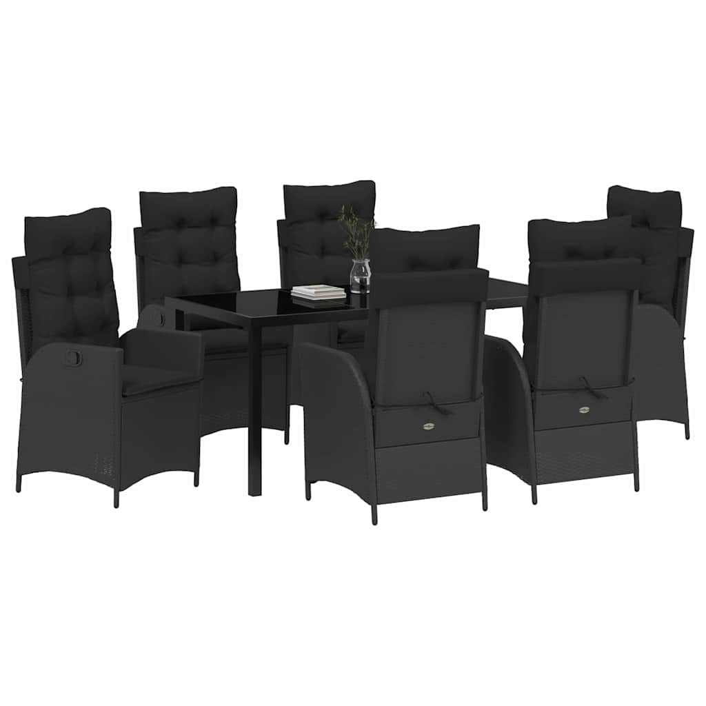 Set da Pranzo per Giardino 7 pcs Nero polyrattan - homemem39