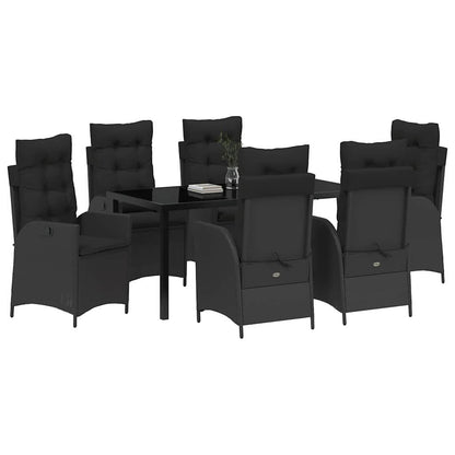 Set da Pranzo per Giardino 7 pcs Nero polyrattan - homemem39