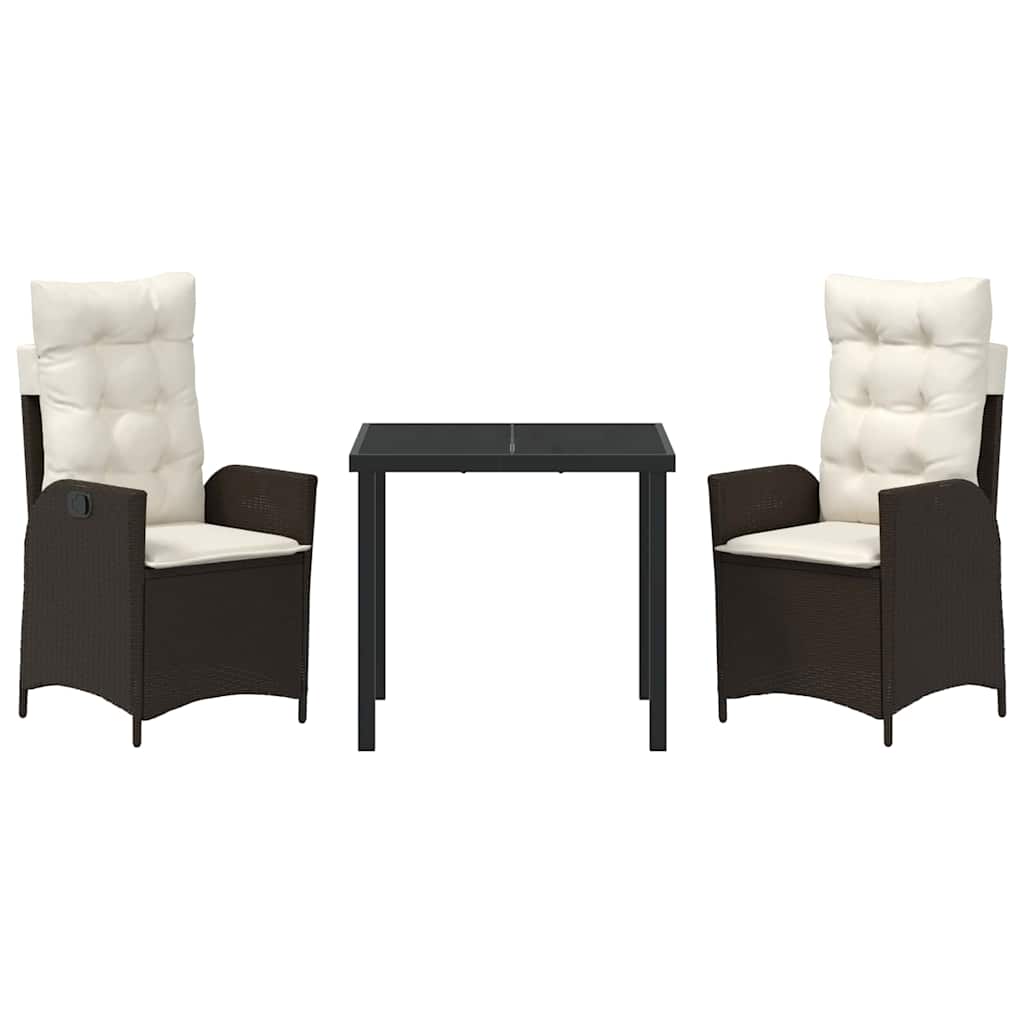 Set da Pranzo per Giardino 3 pcs Marrone polyrattan - homemem39