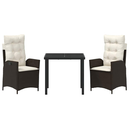 Set da Pranzo per Giardino 3 pcs Marrone polyrattan - homemem39