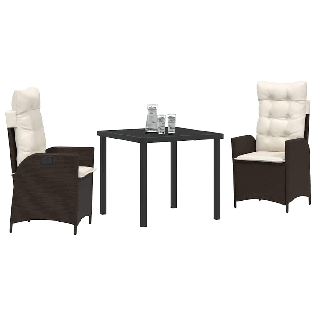 Set da Pranzo per Giardino 3 pcs Marrone polyrattan - homemem39