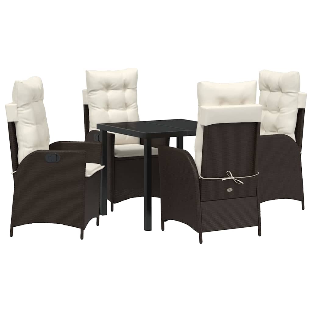 Set da Pranzo per Giardino 5 pcs Marrone polyrattan - homemem39