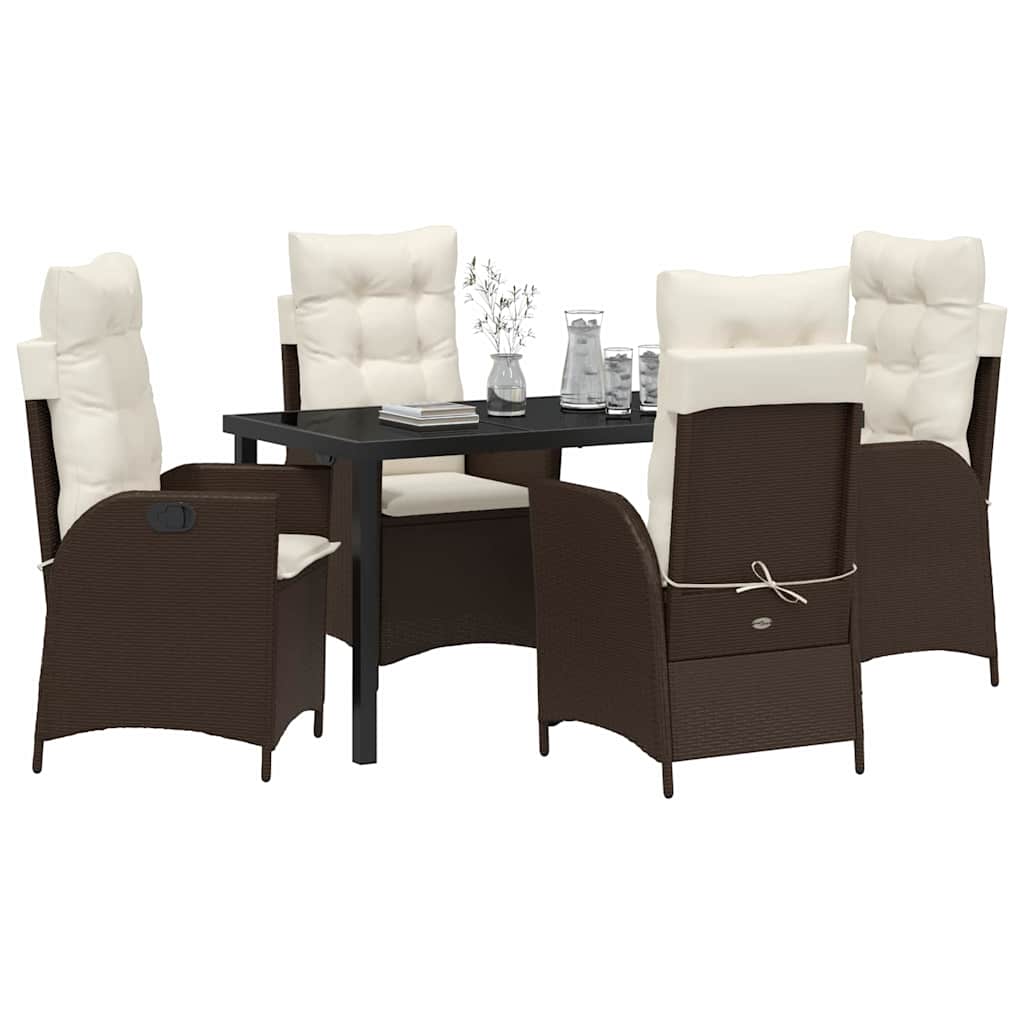 Set da Pranzo per Giardino 5 pcs Marrone polyrattan - homemem39