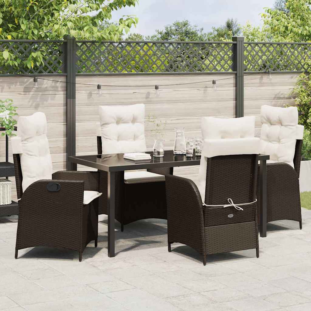 Set da Pranzo per Giardino 5 pcs Marrone polyrattan - homemem39