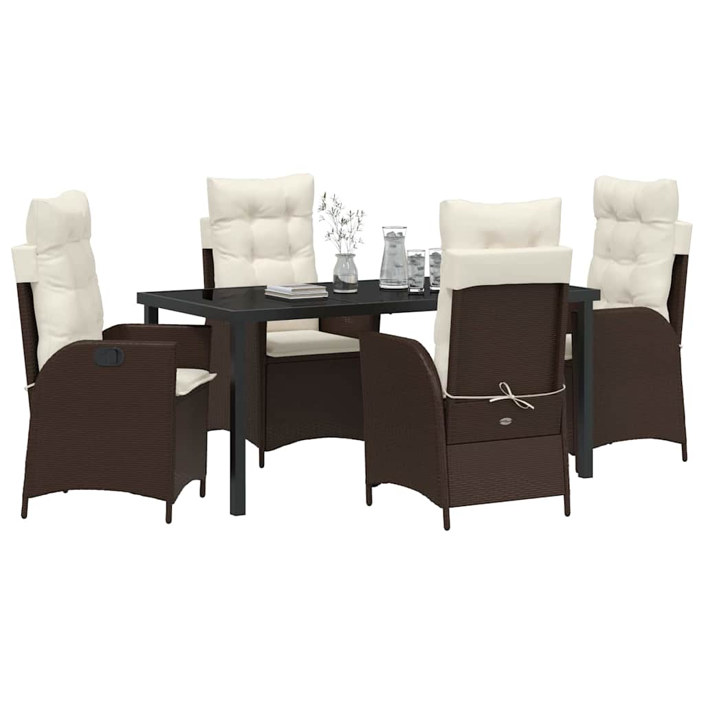 Set da Pranzo per Giardino 5 pcs Marrone polyrattan - homemem39