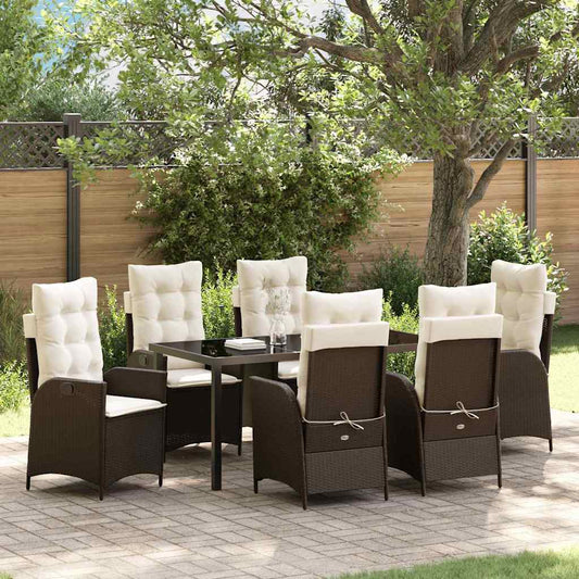 Set da Pranzo per Giardino 7 pcs Marrone polyrattan - homemem39