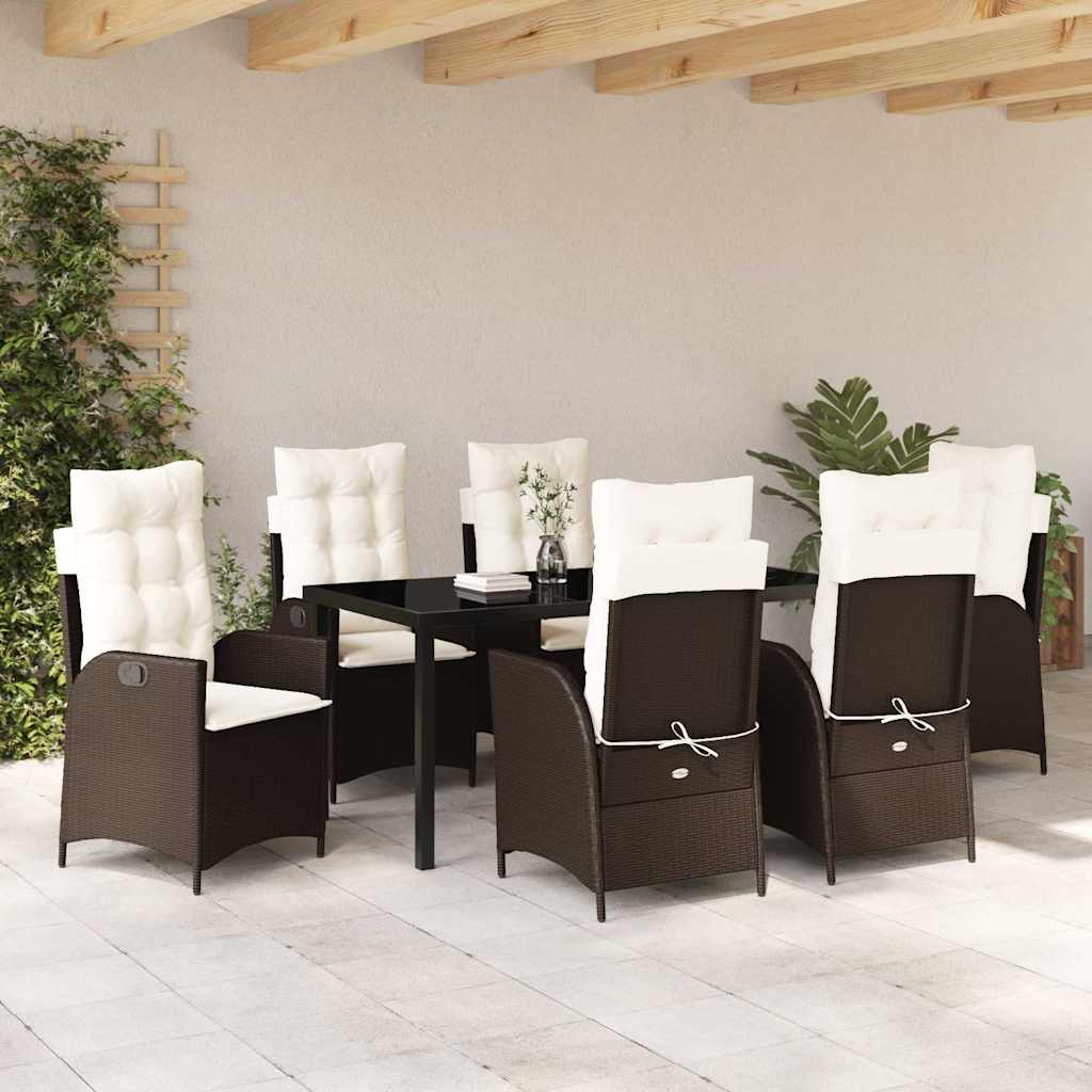 Set da Pranzo per Giardino 7 pcs Marrone polyrattan - homemem39
