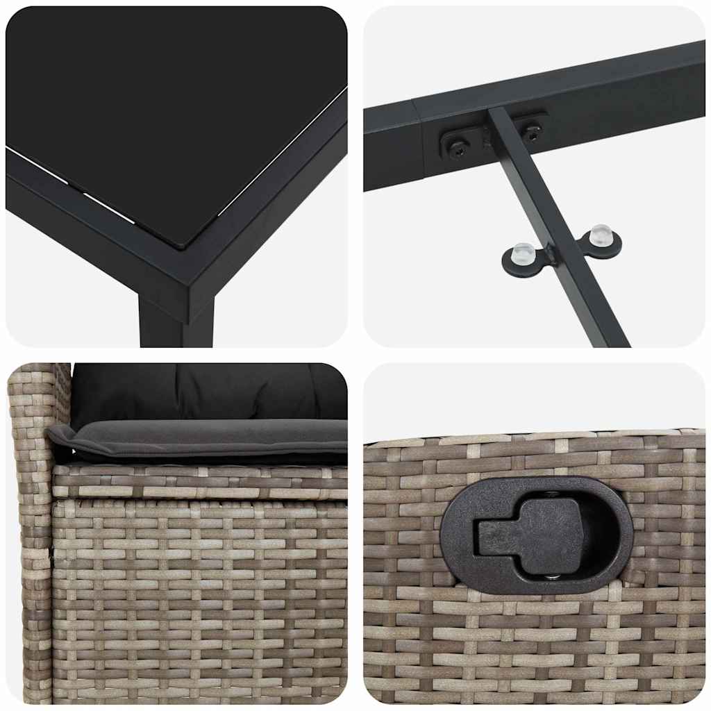 Set da Pranzo per Giardino 3 pcs Grigio polyrattan - homemem39