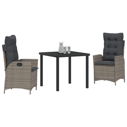 Set da Pranzo per Giardino 3 pcs Grigio polyrattan - homemem39