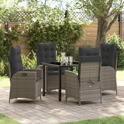 Set da Pranzo per Giardino 5 pcs Grigio polyrattan - homemem39