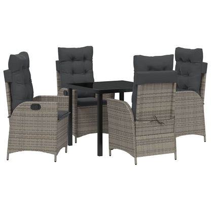Set da Pranzo per Giardino 5 pcs Grigio polyrattan - homemem39