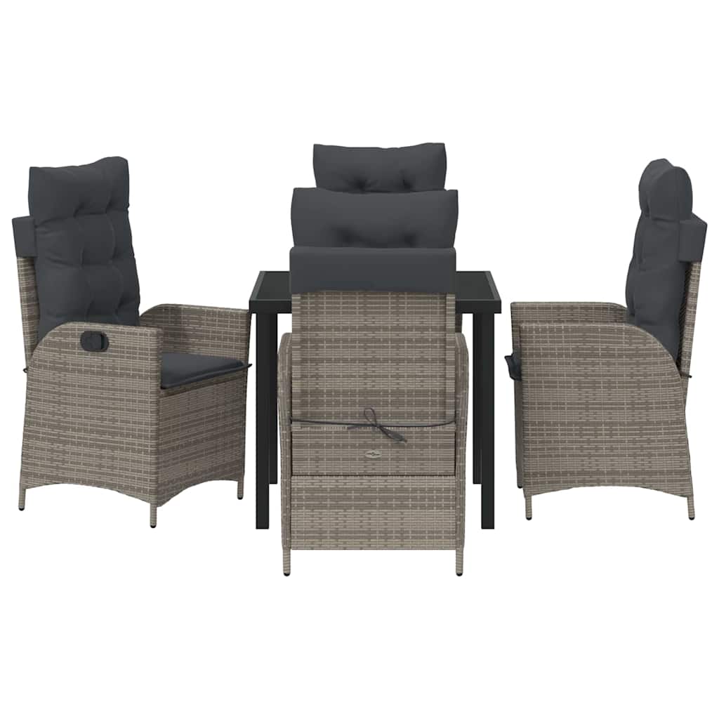 Set da Pranzo per Giardino 5 pcs Grigio polyrattan - homemem39