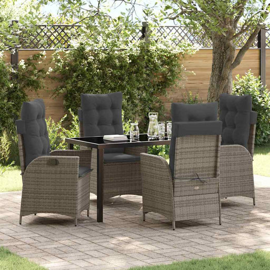 Set da Pranzo per Giardino 5 pcs Grigio polyrattan - homemem39