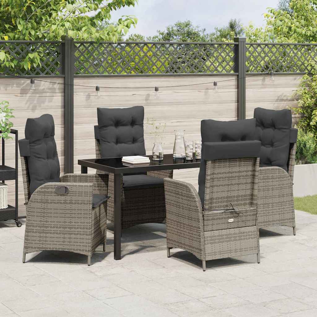 Set da Pranzo per Giardino 5 pcs Grigio polyrattan - homemem39