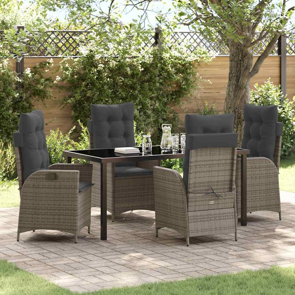 Set da Pranzo per Giardino 5 pcs Grigio polyrattan - homemem39