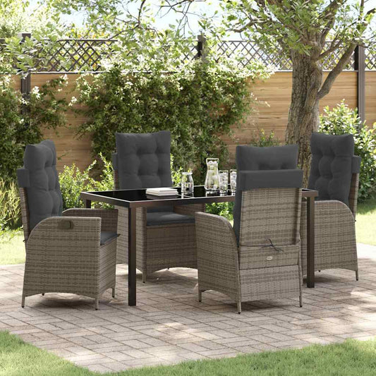 Set da Pranzo per Giardino 5 pcs Grigio polyrattan - homemem39