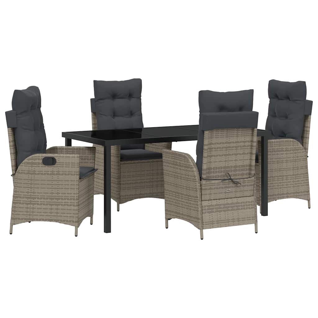 Set da Pranzo per Giardino 5 pcs Grigio polyrattan - homemem39