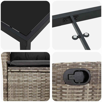 Set da Pranzo per Giardino 7 pcs Grigio polyrattan - homemem39