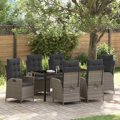 Set da Pranzo per Giardino 7 pcs Grigio polyrattan - homemem39