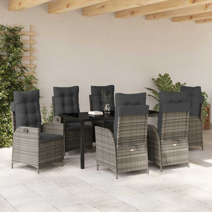 Set da Pranzo per Giardino 7 pcs Grigio polyrattan - homemem39