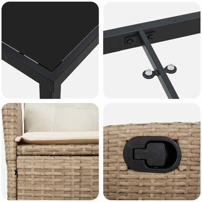 Set da Pranzo per Giardino 3 pcs Beige polyrattan - homemem39