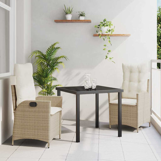 Set da Pranzo per Giardino 3 pcs Beige polyrattan - homemem39
