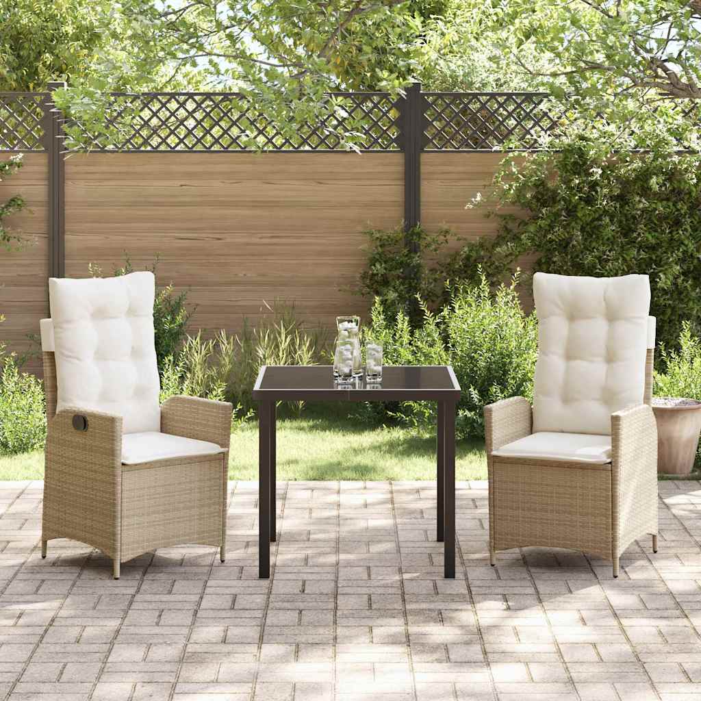 Set da Pranzo per Giardino 3 pcs Beige polyrattan - homemem39