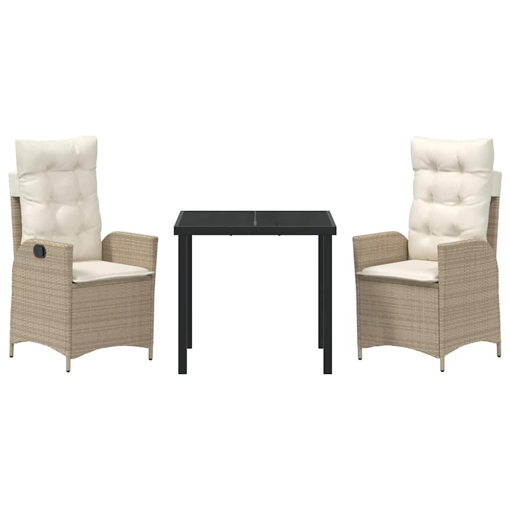 Set da Pranzo per Giardino 3 pcs Beige polyrattan - homemem39