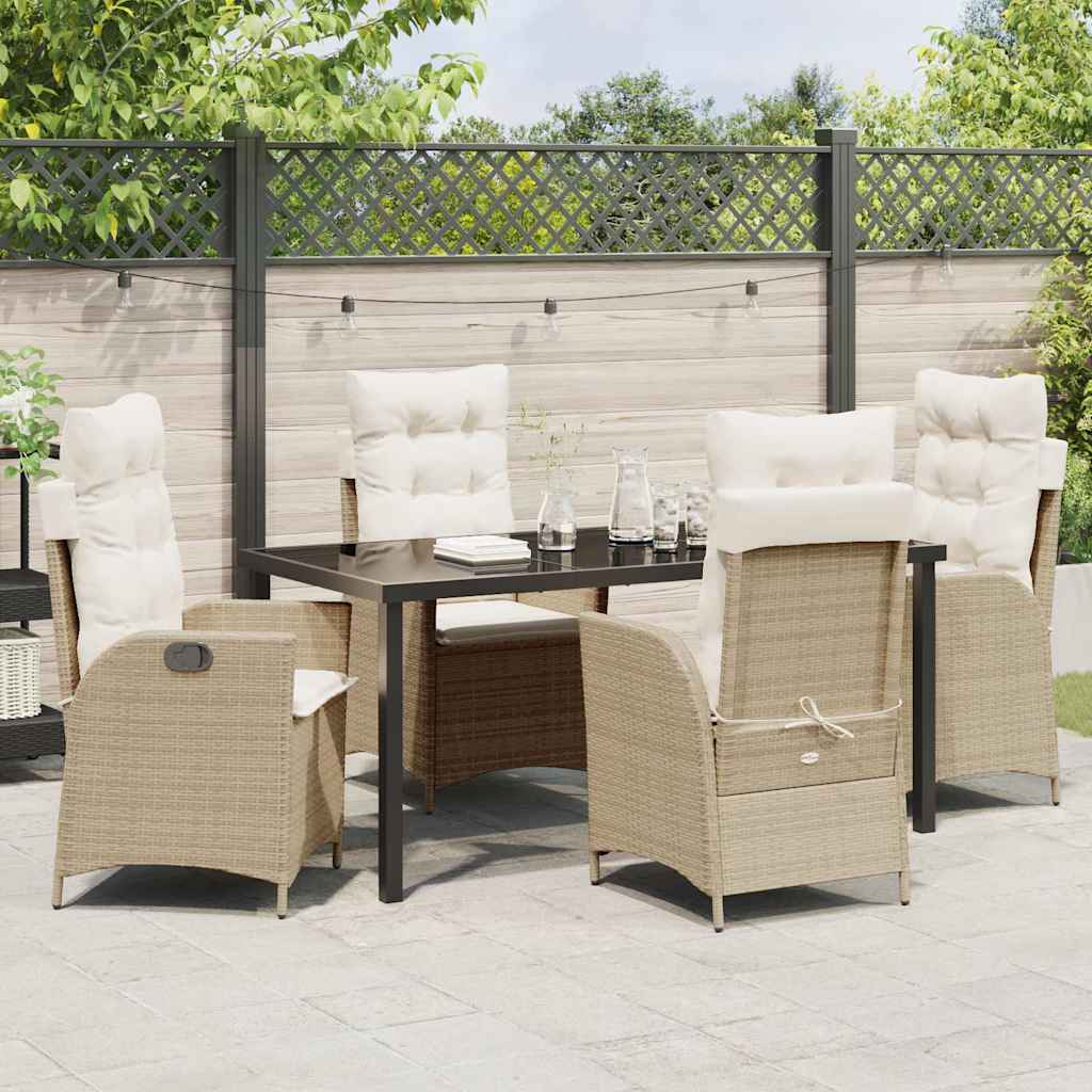 Set da Pranzo per Giardino 5 pcs Beige polyrattan - homemem39